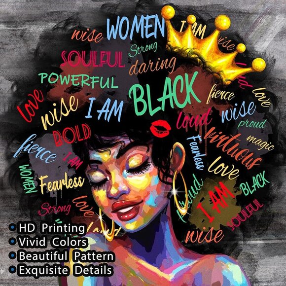 Women Tote Bag Polyester Large Capacity Black Girl Magic Shoulder Handbag - Picture 2 of 6